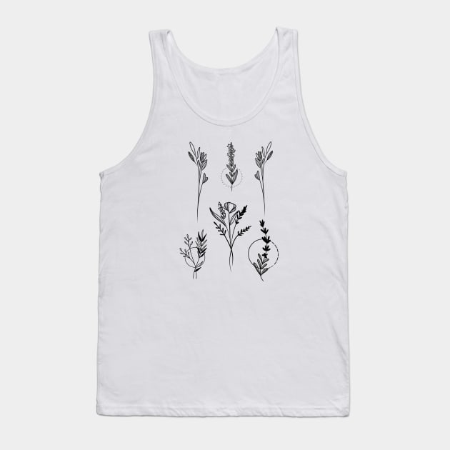 Botanical Tattoo style, forestcore, best friend gift, flower tshirt Tank Top by ISFdraw
